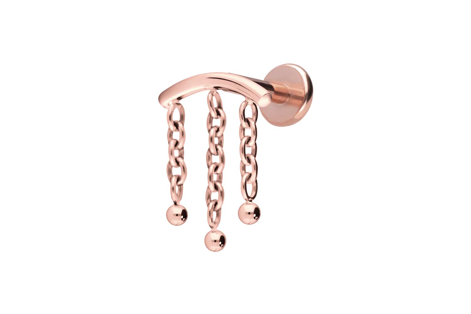 Titan Labret Piercing mit Push Fit BOGEN + 3 KETTEN